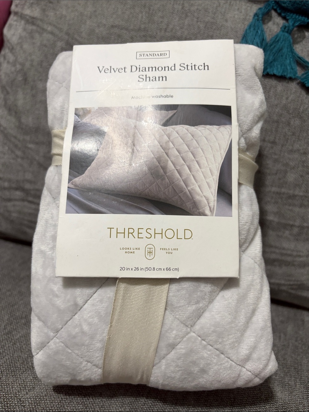 Threshold Velvet Diamond Stitch Sham - Cream